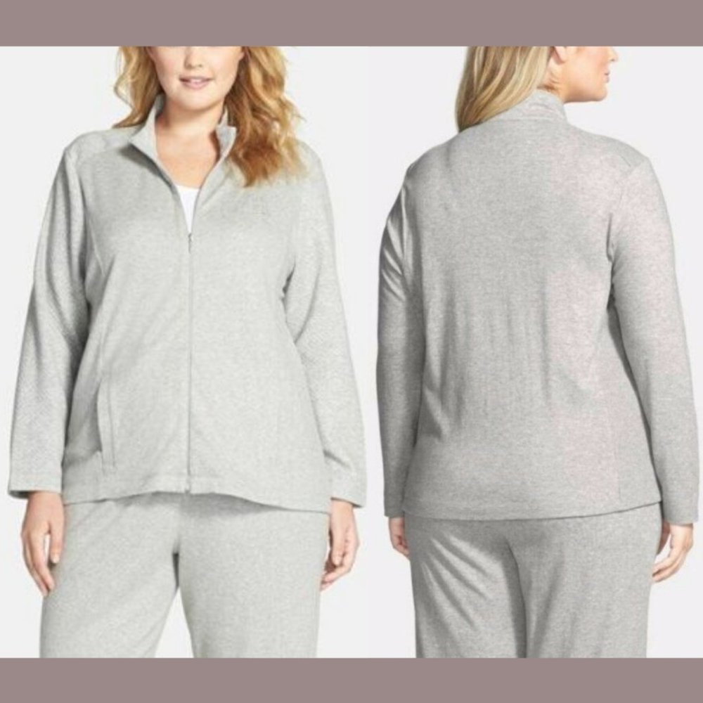 NWT Lauren‎ Ralph Lauren Zip Front Lounge Jacket Heather Grey [PLUS SZ 2X ]